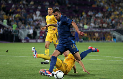 Евро 2012 Украина-Франция 0:2. Первый гол в ворота Украинцев.