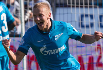 Зенит-Торпедо 8-1 Смольников мяч в ворота бывшего клуба.