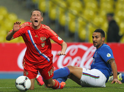 Россия-Азербайджан 1:0 Быстров пенальти.