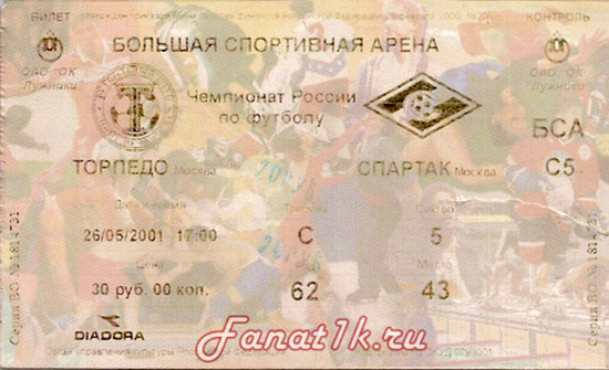 2001 ТОРПЕДО - СПАРТАК - 2:0