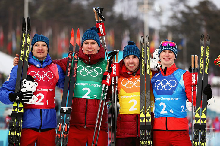 Мужская сборная России завоевала серебро в лыжной эстафете на Олимпиаде