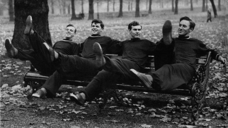 1957 год. Борис ТАТУШИН, Анатолий ИСАЕВ, Анатолий ИЛЬИН, Алексей ПАРАМОНОВ на тренировке в парке.
